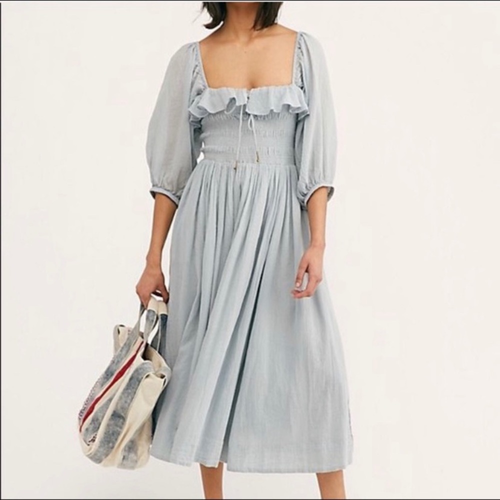 ISO Free People Oasis Midi Dress in light blue